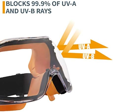 PowerTec 71563 משקפי מגן | אנטי ערפל, הגנה על אור UV ברורה, משקפי בטיחות עמידים בפני שריטות ועמידות השפעה לעיבוד עץ
